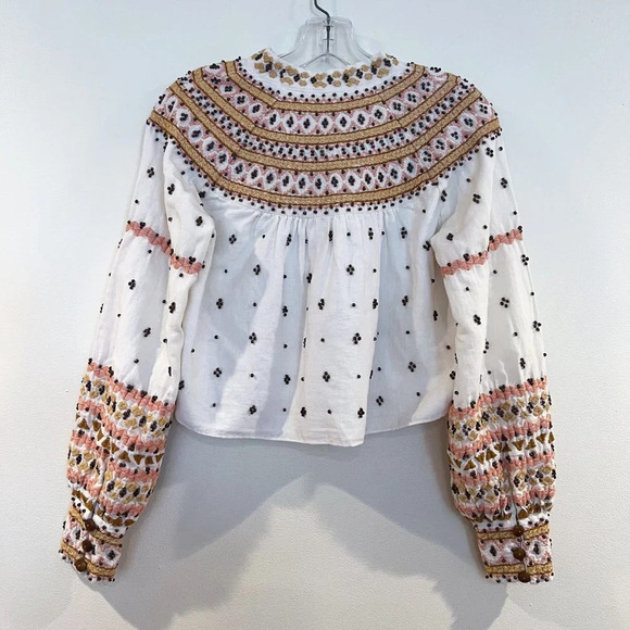 Veronica Beard Fernanda White Bohemian Embroidered Beaded Cropped Jacket XS NWT - Picture 9 of 10
